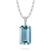 18K White Gold Aquamarine Pendant